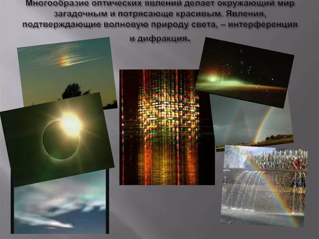 Это явление проявляется. Интерференция света и дифракция света. дифракция света в природе и технике. явление дифракции света. проявление в природе дифракции света.
