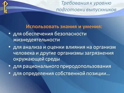 Уровень обязательной подготовки выпускника