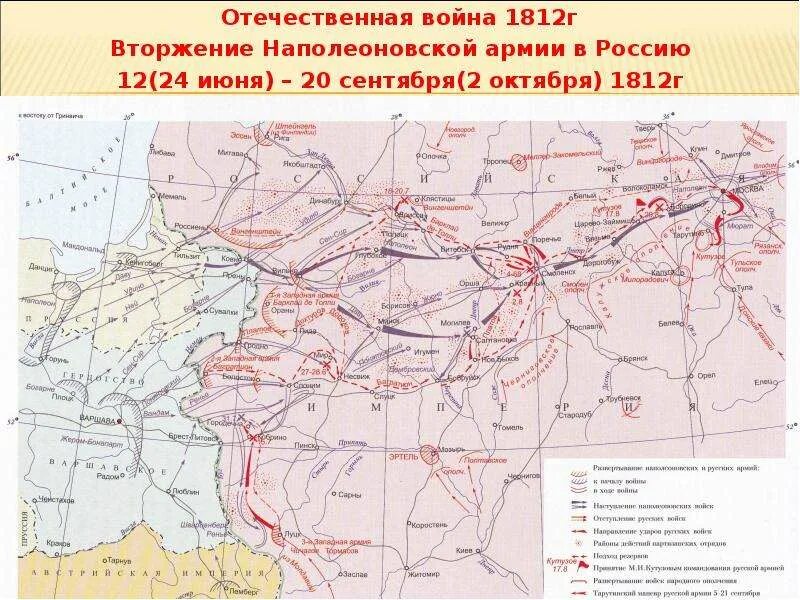 Карта вторжение Наполеона в Россию 1812 года. Нашествие наполеона 1812 года