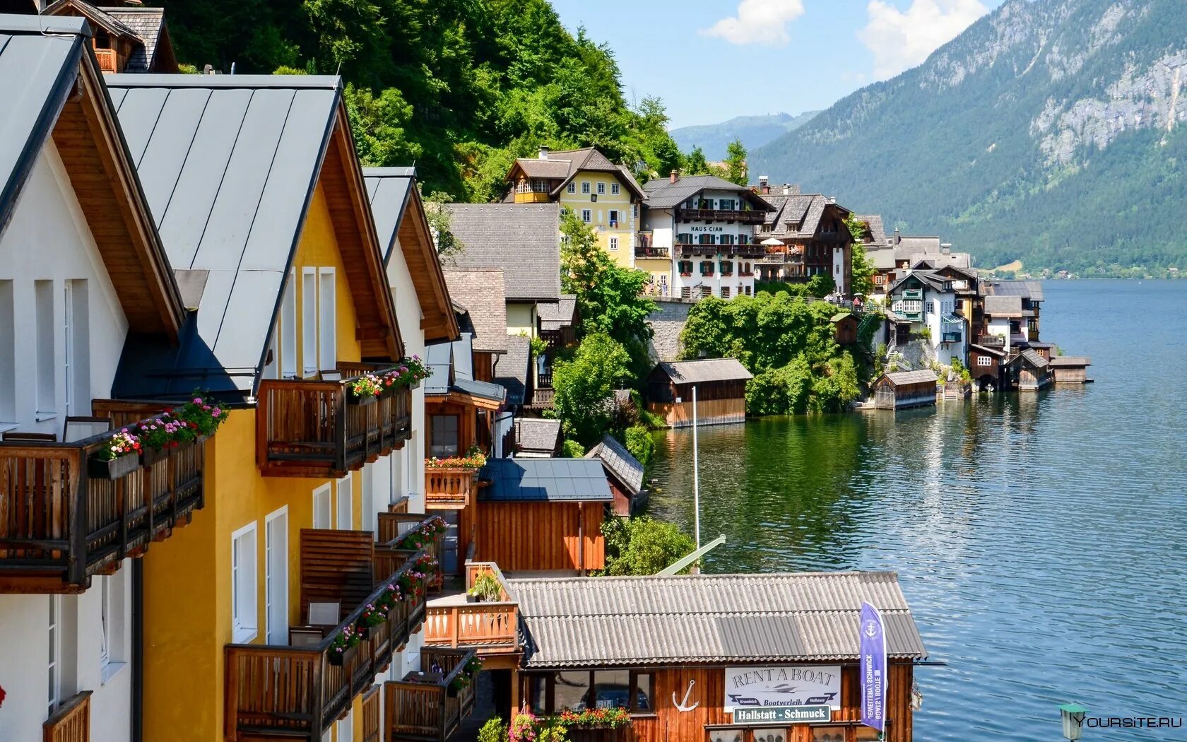 Озеро, Австрия, Hallstatt. Озеро Хальштаттерзее Австрия. Хальштадт Австрия. Деревушка Гальштат Австрия.