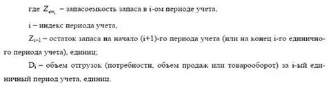 Показатели уровня запасов