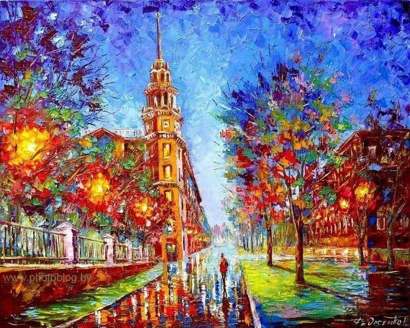 Живопись по номерам. Роман Федосенко картины. Леонид Афремов картины Исаакиевский собор. Городской пейзаж акрилом. Городской пейзаж мастихином.