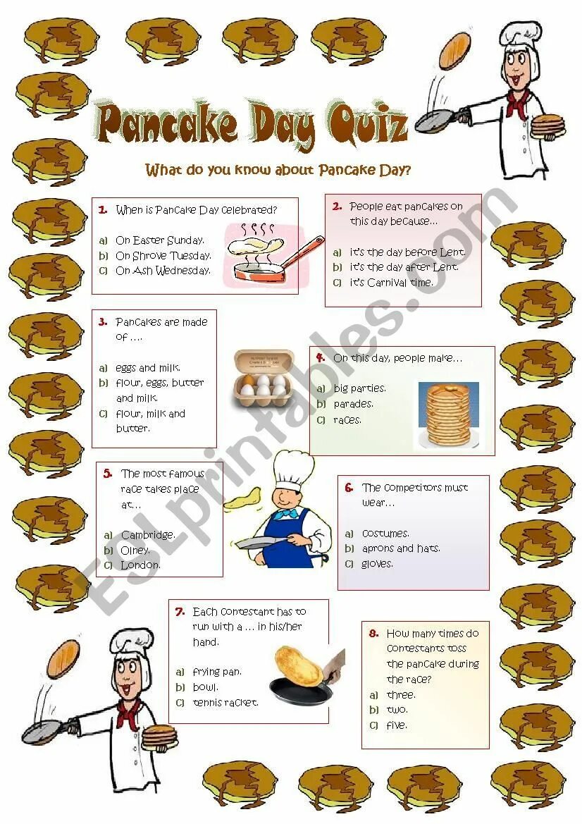 Pancakes worksheets for kids