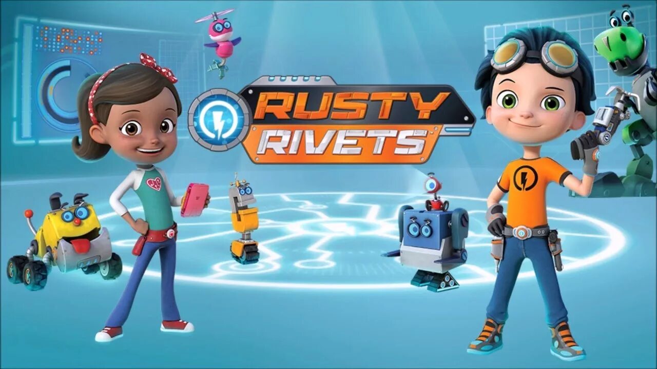 Расти х. Расти механик. rusty rivets герои. персонажи мультфильма расти механик. rusty rivets логотип.