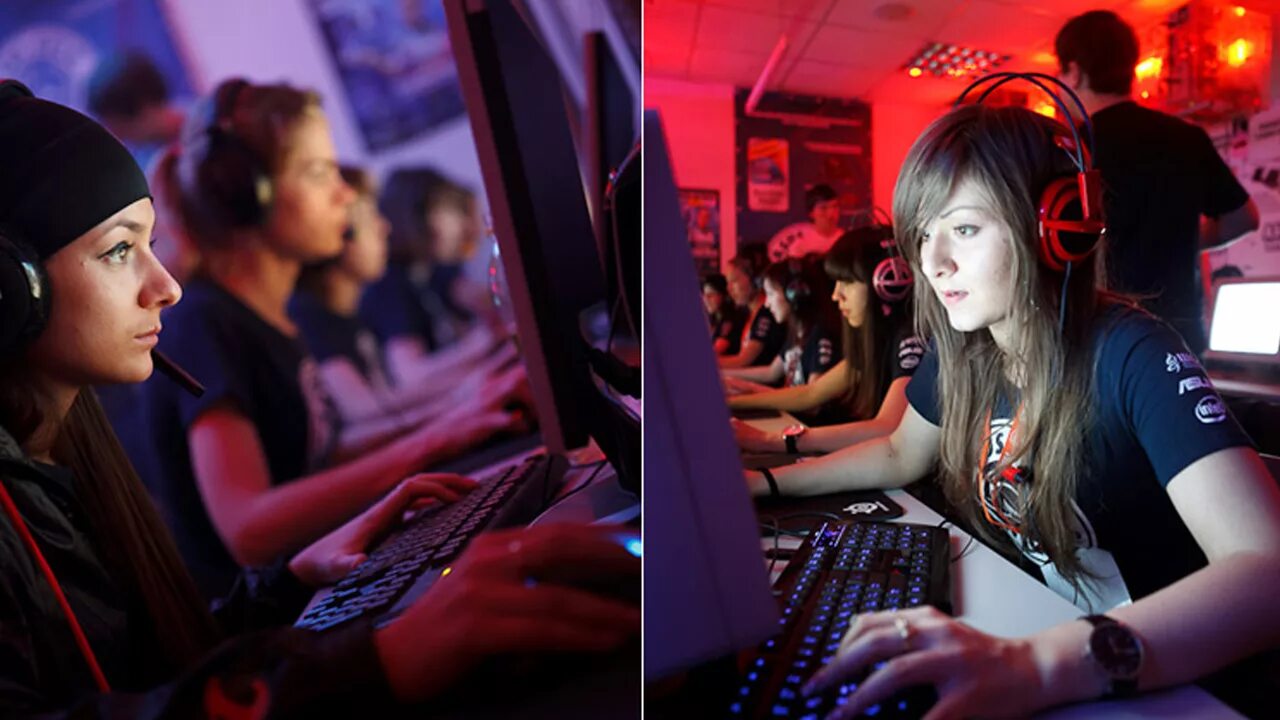 Тоже компьютер. Женщина геймер. Девушка в компьютерном клубе. Киберспорт субкультура. Геймеры субкультура.