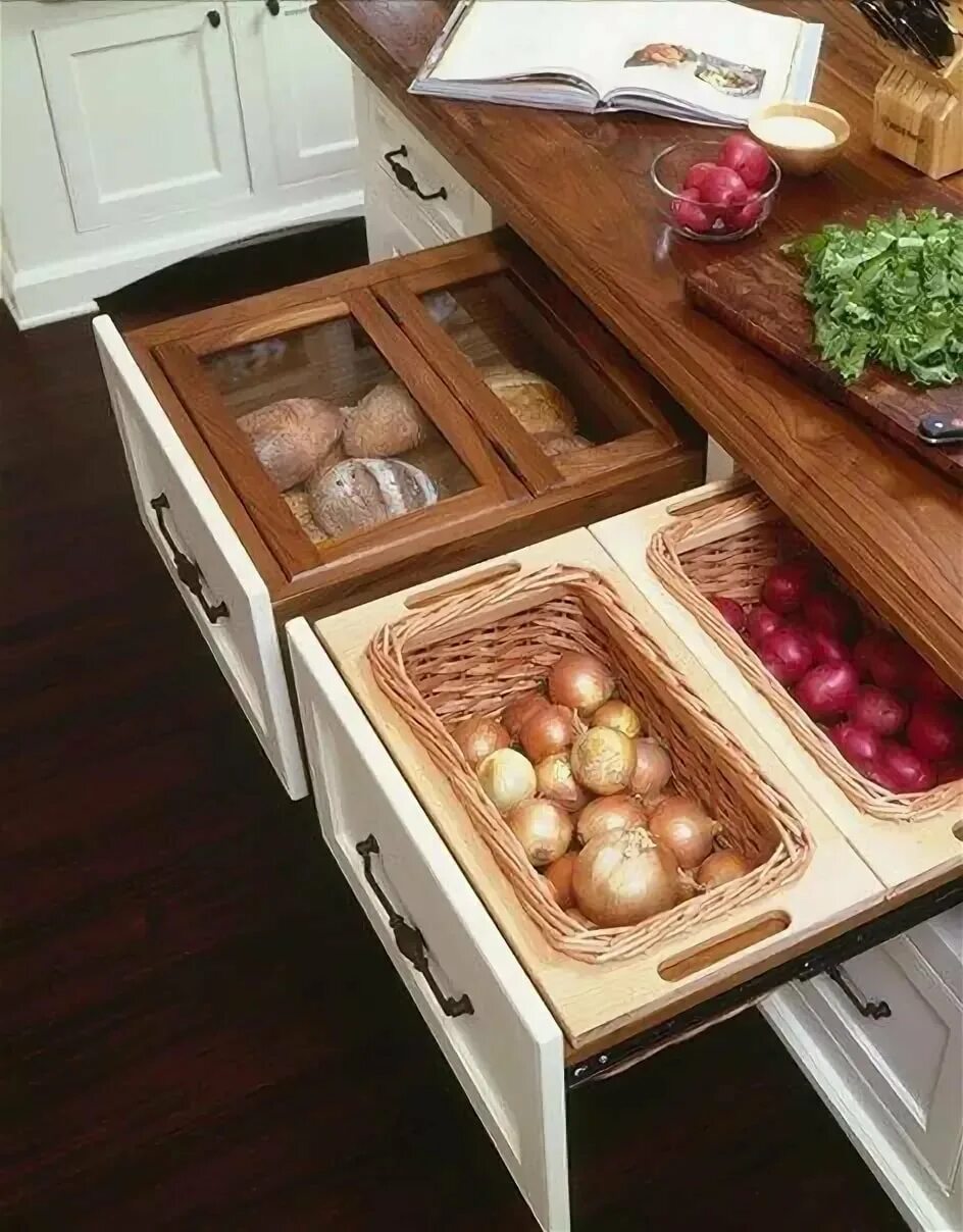 Выдвижные ящики для овощей. Выдвижной ящик для хранения овощей. Интересные вещи для кухни. Выдвижные ящики для овощей на кухне.