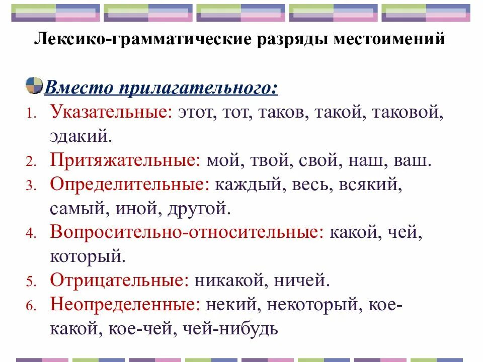 Местоимения обобщенном значение