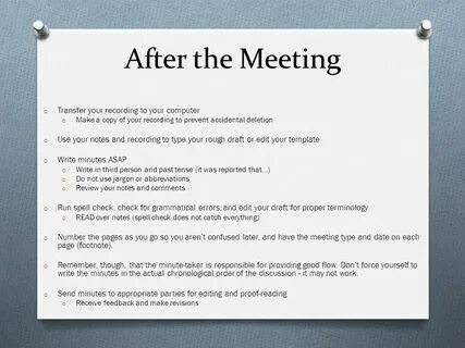 Minutes notes