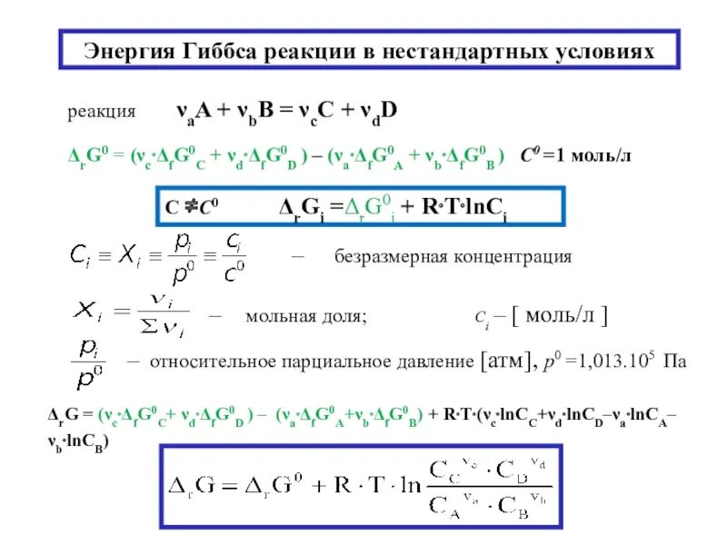 Вычислить изменение энергии гиббса. Энергия Гиббса реакции. Энергия Гиббса в нестандартных условиях. Расчет энергии Гиббса в нестандартных условиях. Формула Гиббса.