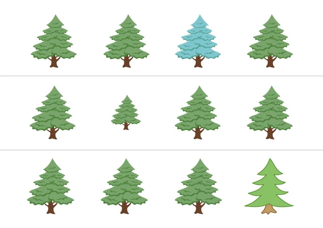 Раздаточный материал старшая группа. Елочки большие и маленькие. Елочки разной высоты. Раздаточный материал елочки. Занятия для малышей деревья.