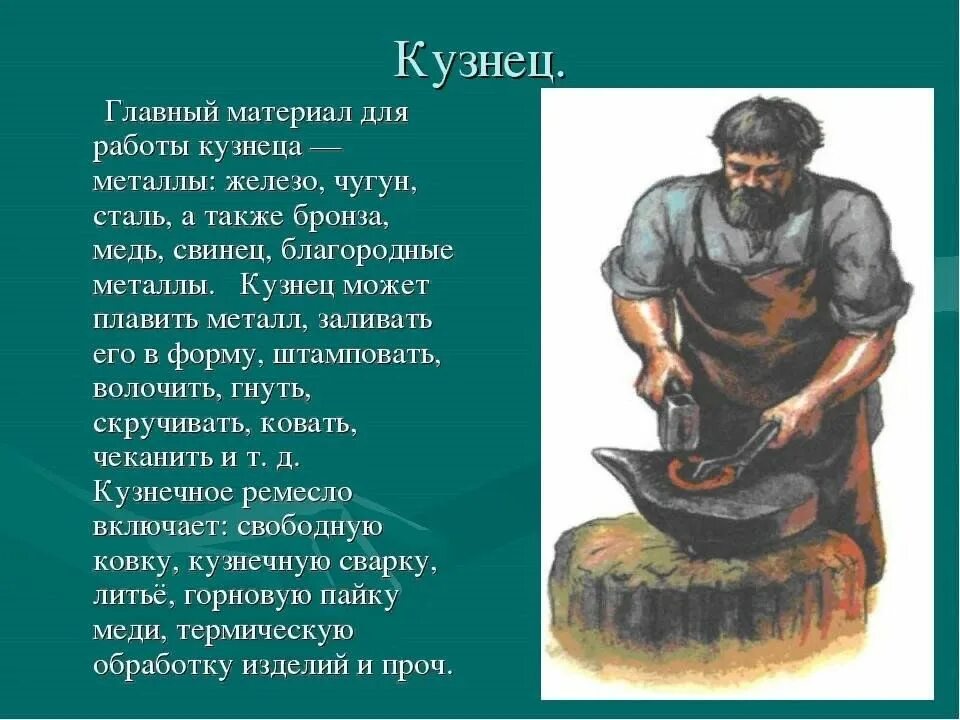 Кузнецов 7 класс читать. Профессия кузнец описание. Ремесло кузнеца. Рассказ о профессии кузнец. Кузнец презентация.