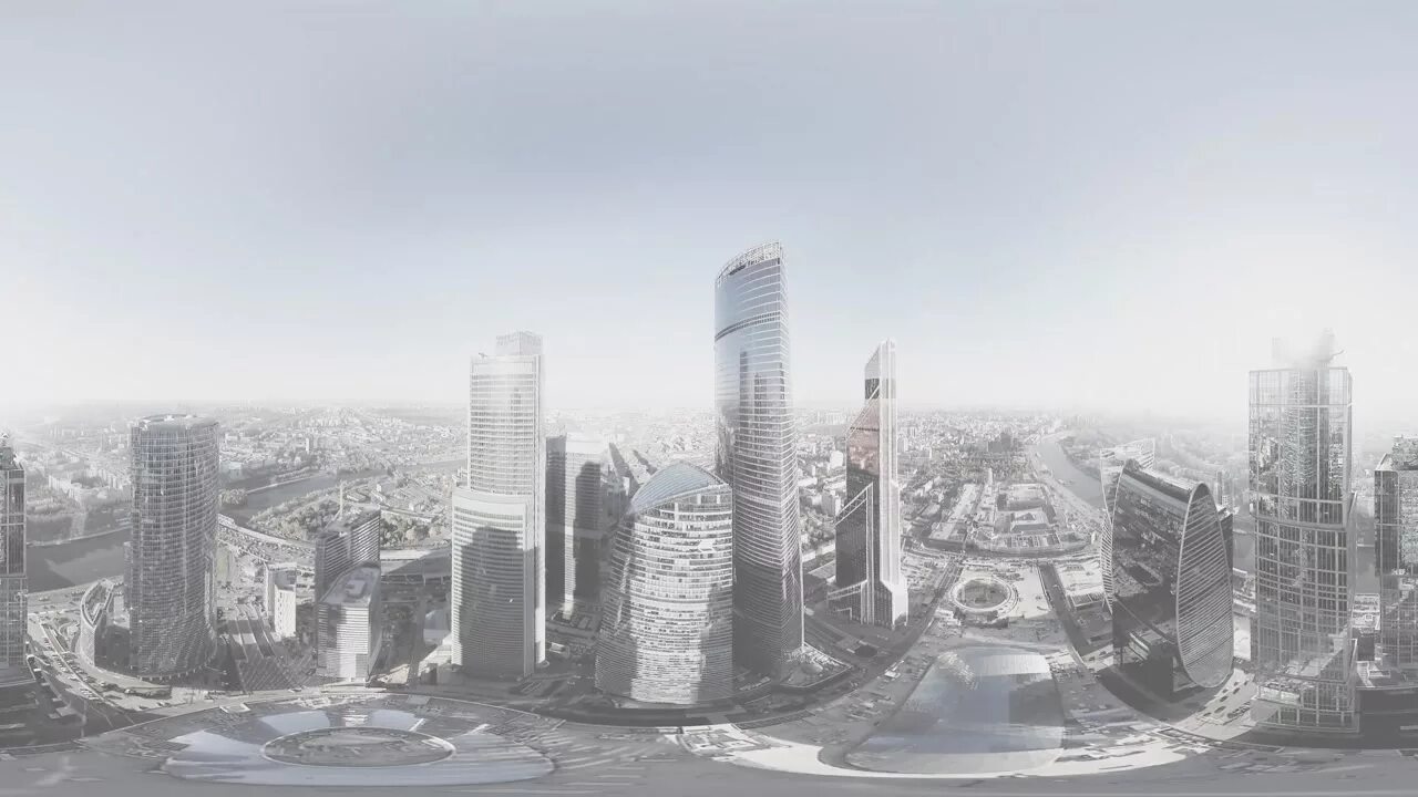 Москва Сити. Башня Федерация. HDRI вид на Москва Сити. Башня ВТБ Москва Сити. 360 формате god