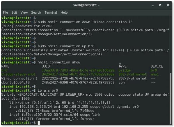 Nmcli connection. Nmcli linux. команда nmcli linux. nmcli вывод команды. ubuntu сетевой мост.