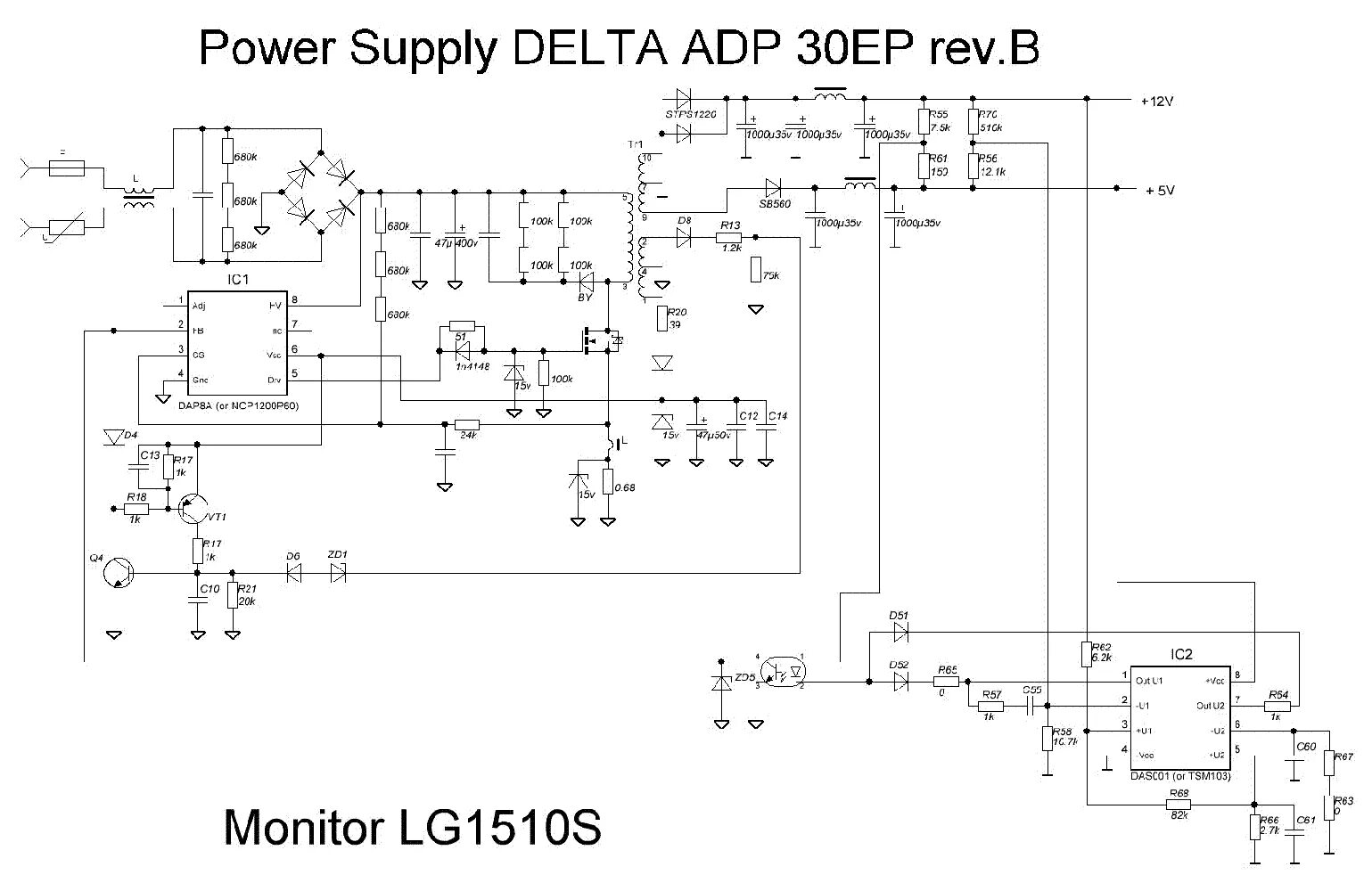 DELTA ADP30EP REV B POWER SUPPLY SCH SCH Service Manual download, schematics, ee
