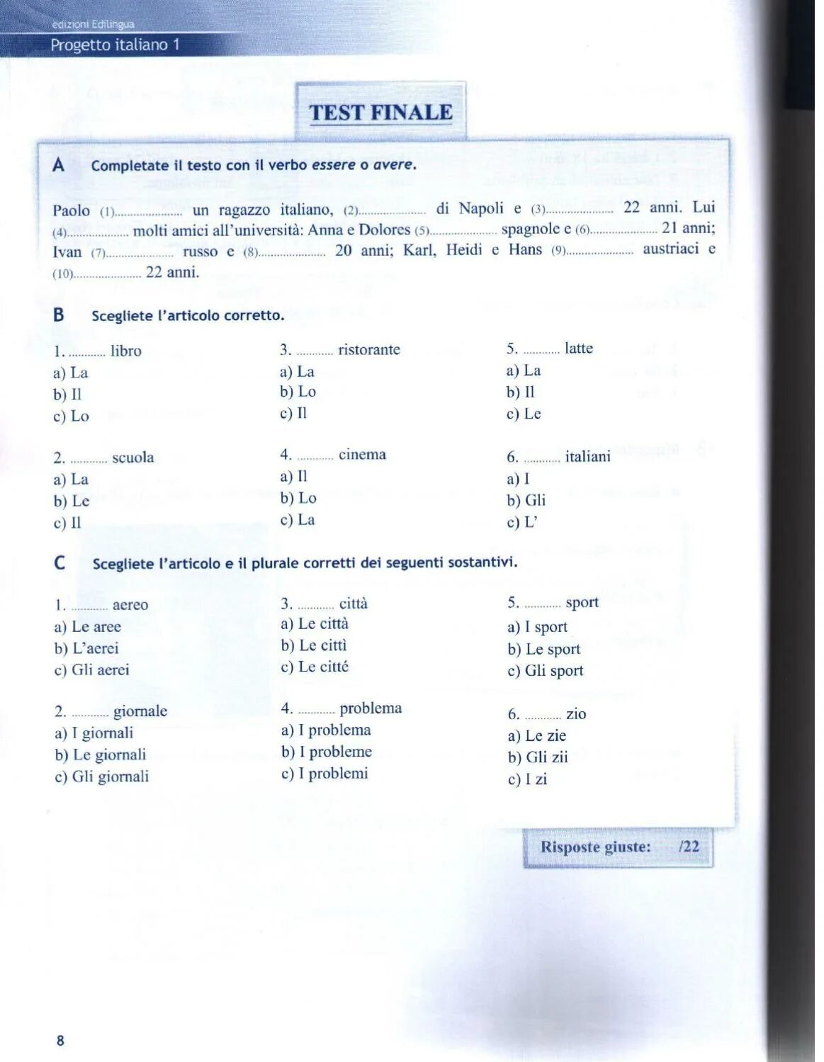 Final test 6. Progetto italiano nuovo 1 ответы. Progetto italiano 1 ответы к рабочей тетради. Ответы к quaderno degli esercizi.