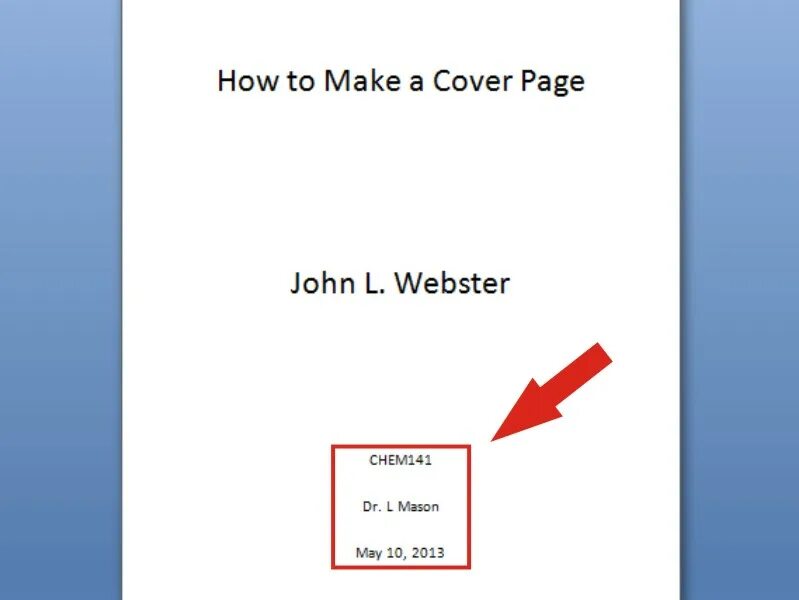 How to make a title Page. Make your page