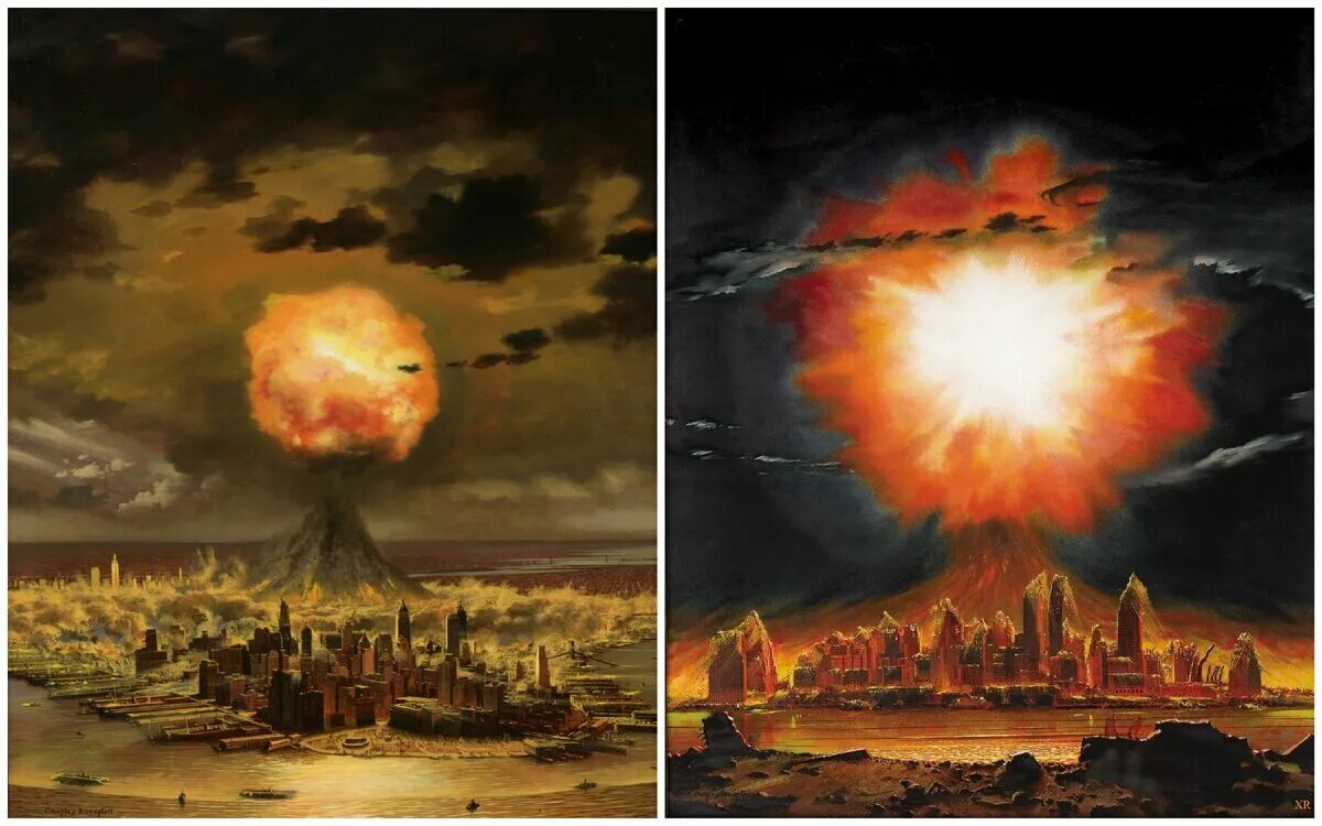 Объявили ядерную войну. Чесли Боунстелл. Картина ядерный взрыв. Атомный взрыв живопись.