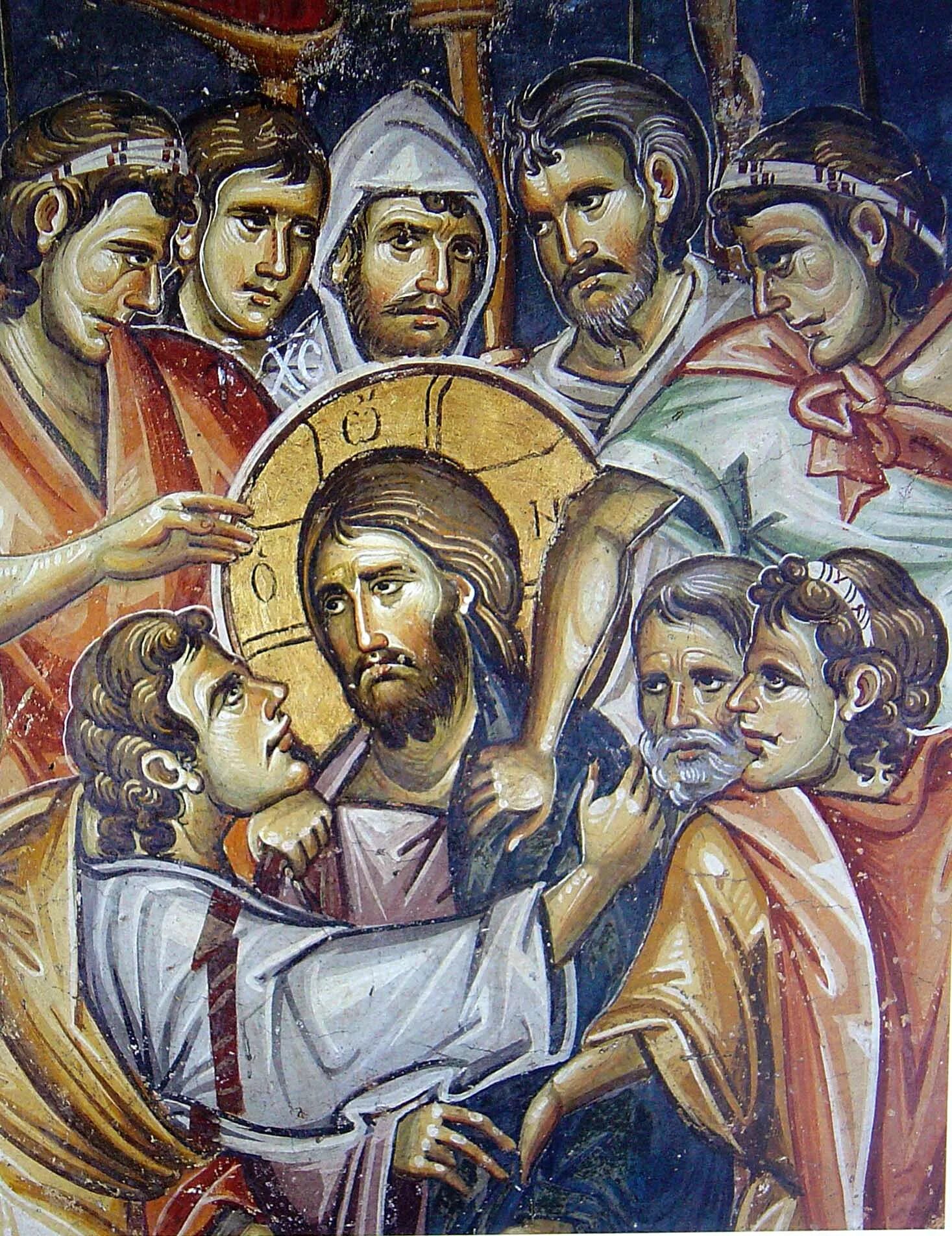 Иуда предавший христа 8. Предательство иуды фреска. иконы монастыря ватопед христос. предательство иуды икона. икона иисуса христа страстная седмица.