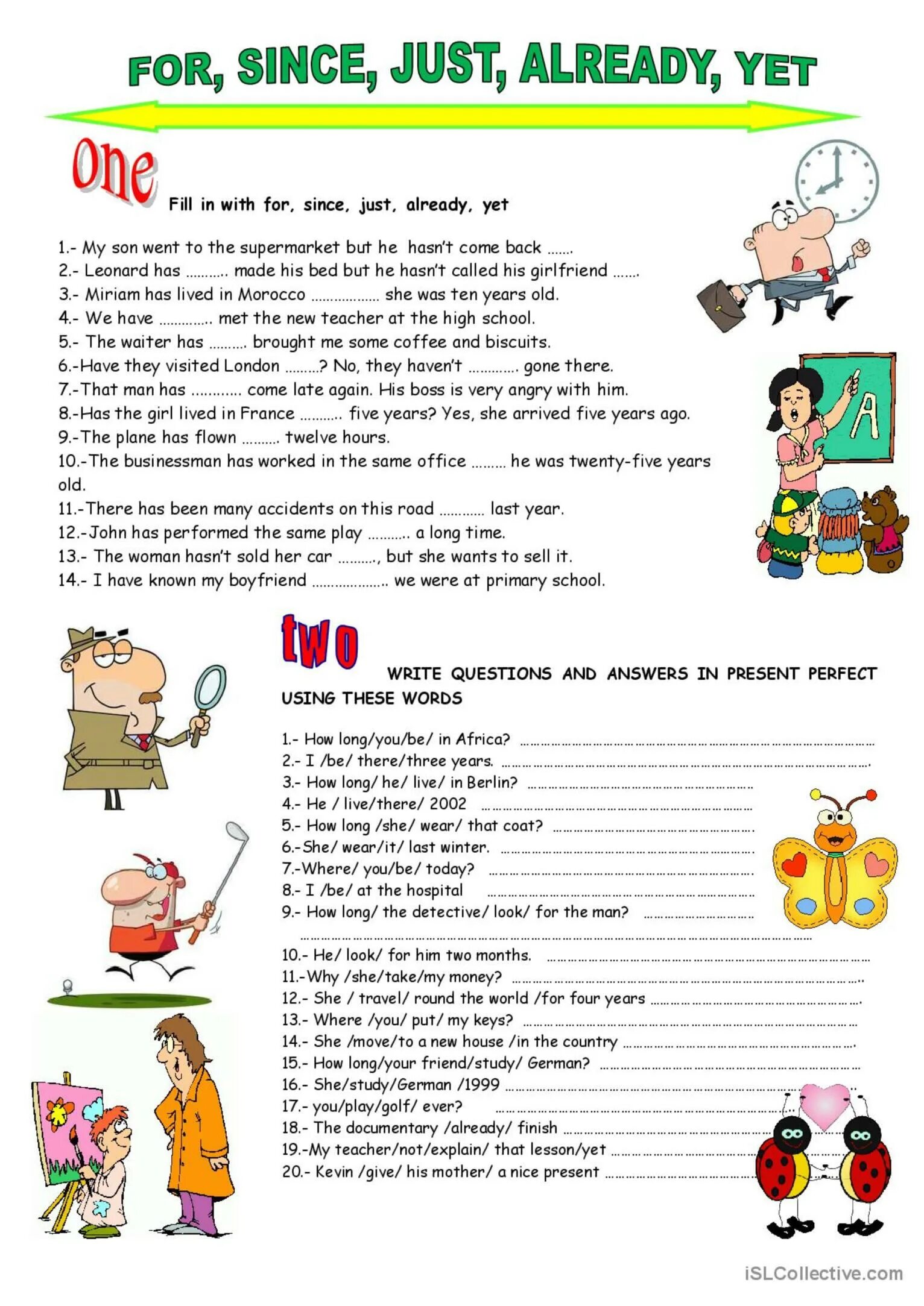 Present perfect в английском языке Worksheets. Презент Перфект Worksheets. Present perfect упражнения ESL. Present perfect since for упражнения.