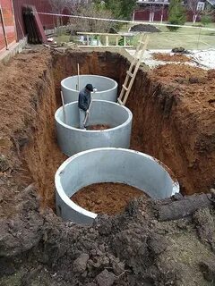 Установка септика из бетонных колец