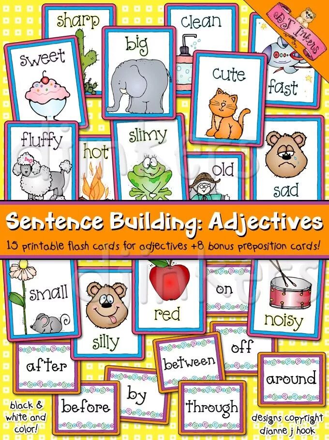 Adjectives Cards for Kids. Adjectives games for Kids. Opposites Cards for Kids. Opposites adjectives Cards. Build adjective