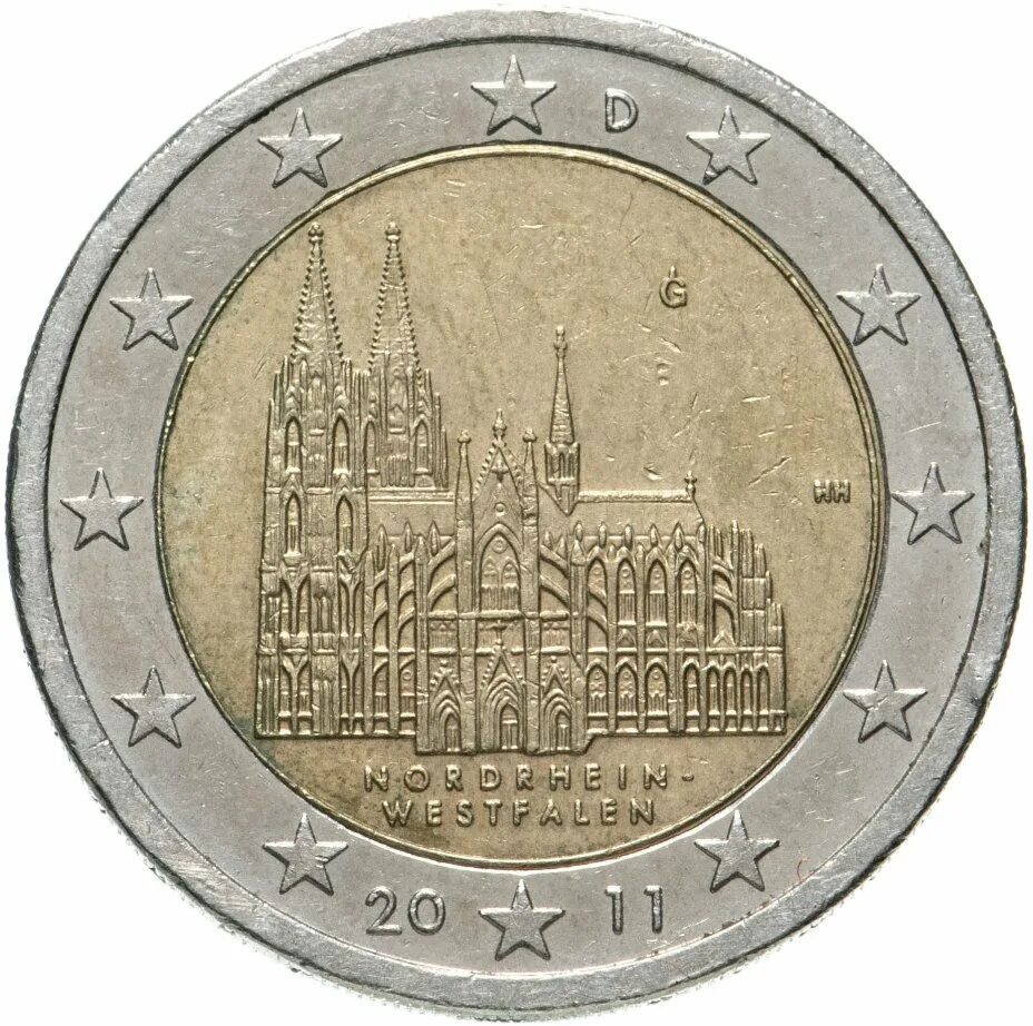 2 Евро 2011. Германия 2 евро 2011 год. 2 Евро 2011 ФРГ. Юбилейная 2 евро 2011.