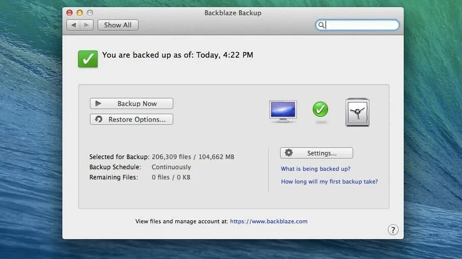 Windows backup service. Backblaze. Share link. Запись данные для BACKUPDATA карточка.