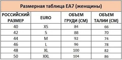 Армани размерная сетка