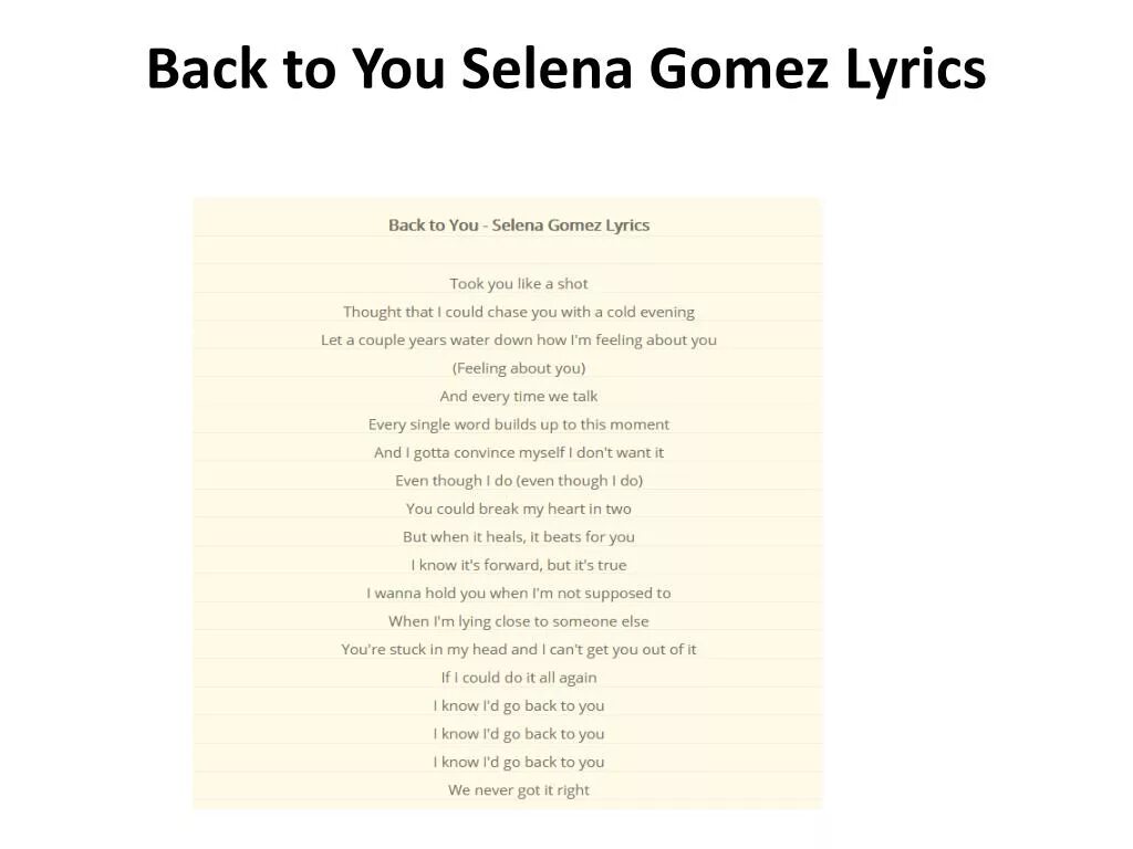 Back to you selena текст. Back to you перевод.