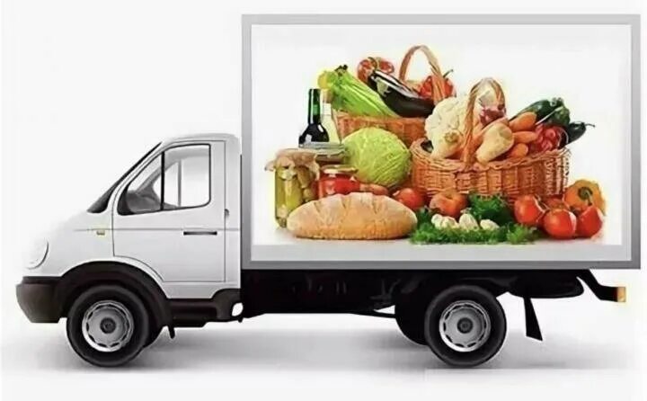 Фургон для перевозки продуктов. Доставка продуктов машина. Транспорт для перевозки овощей. Фура с овощами. Грузовик с продуктами.