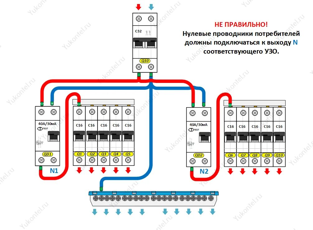 Дифавтомат в частный дом. Схема подключения 2 УЗО В однофазной сети с заземлением. Схема подключения нескольких УЗО В однофазной. Схема подключения УЗО В однофазной. Схема подключения УЗО И автоматов в квартире без заземления.