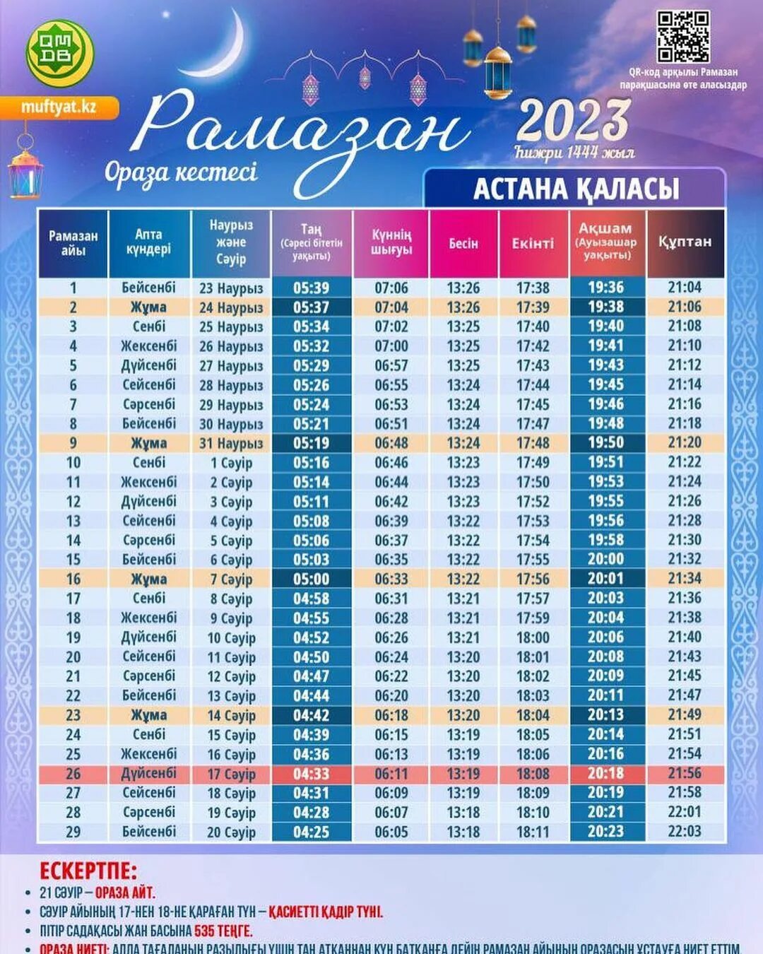 пост 2023 календарь мусульманский