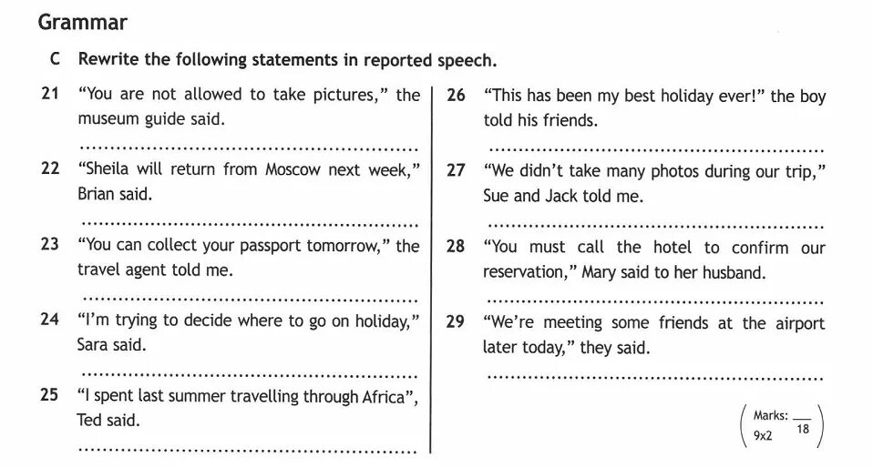 Rewrite the following statements in reported speech. Reported Speech following the Statements. Report the following Statements.. You are not allowed to take pictures the Museum Guide said косвенная речь.