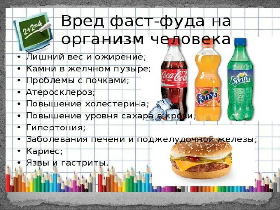 Насколько вредно для организма. Вредные продукты. Памятка вред фаст фуда. Листовка о вреде фастфуда. Продукты вредные для здоровья.