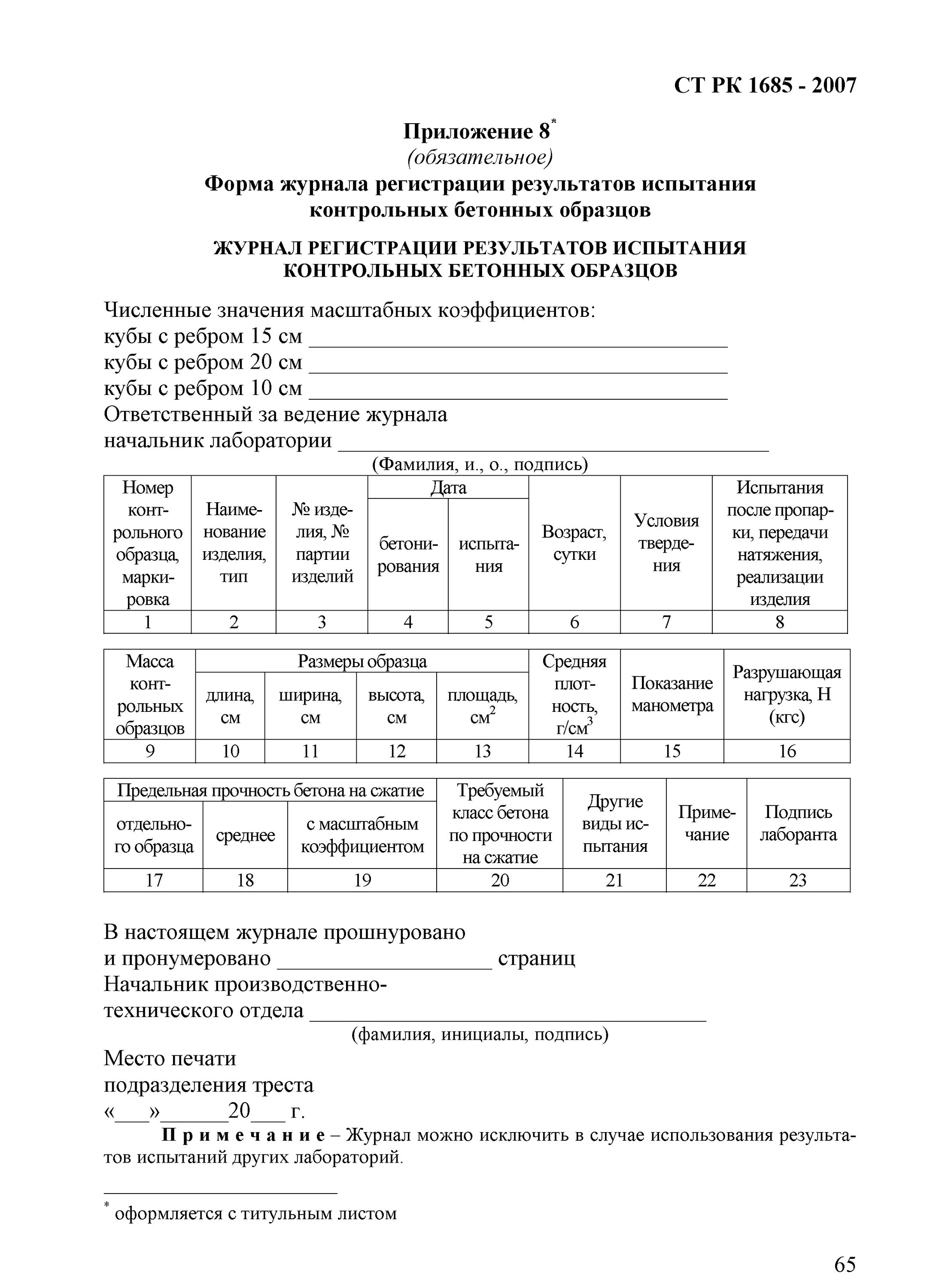 Журнал испытания контрольных образцов бетона. Журнал испытаний бетонных образцов форма. Журнал ф 26 испытание контрольных образцов бетона. Журнал испытания контрольных образцов бетона пример заполнения.