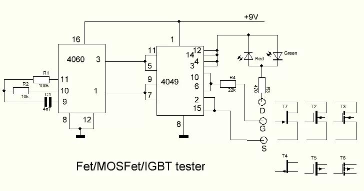 Тестер igbt. Схема прибора для проверки полевых транзисторов. прибор для проверки igbt транзисторов схема. тестер igbt транзисторов схема. схема пробника для проверки полевых транзисторов.