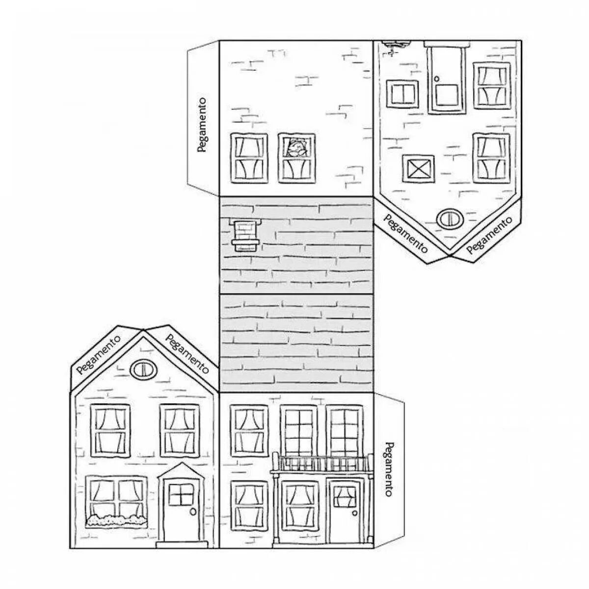 Развертка бумажного домика. Макет картонного домика. Бумажные макеты зданий. Домик для распечатки. Дом из бумаги шаблоны для вырезания
