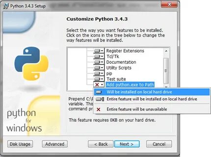 Python install exe