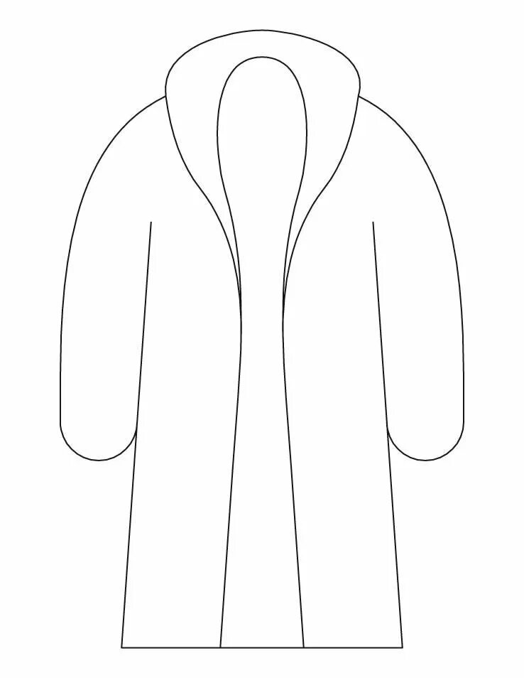 Шубка раскраска для детей. Верхняя одежда раскраска. Шуба раскраска для детей. Пальто раскраска для детей. Шуба трафарет для детей.