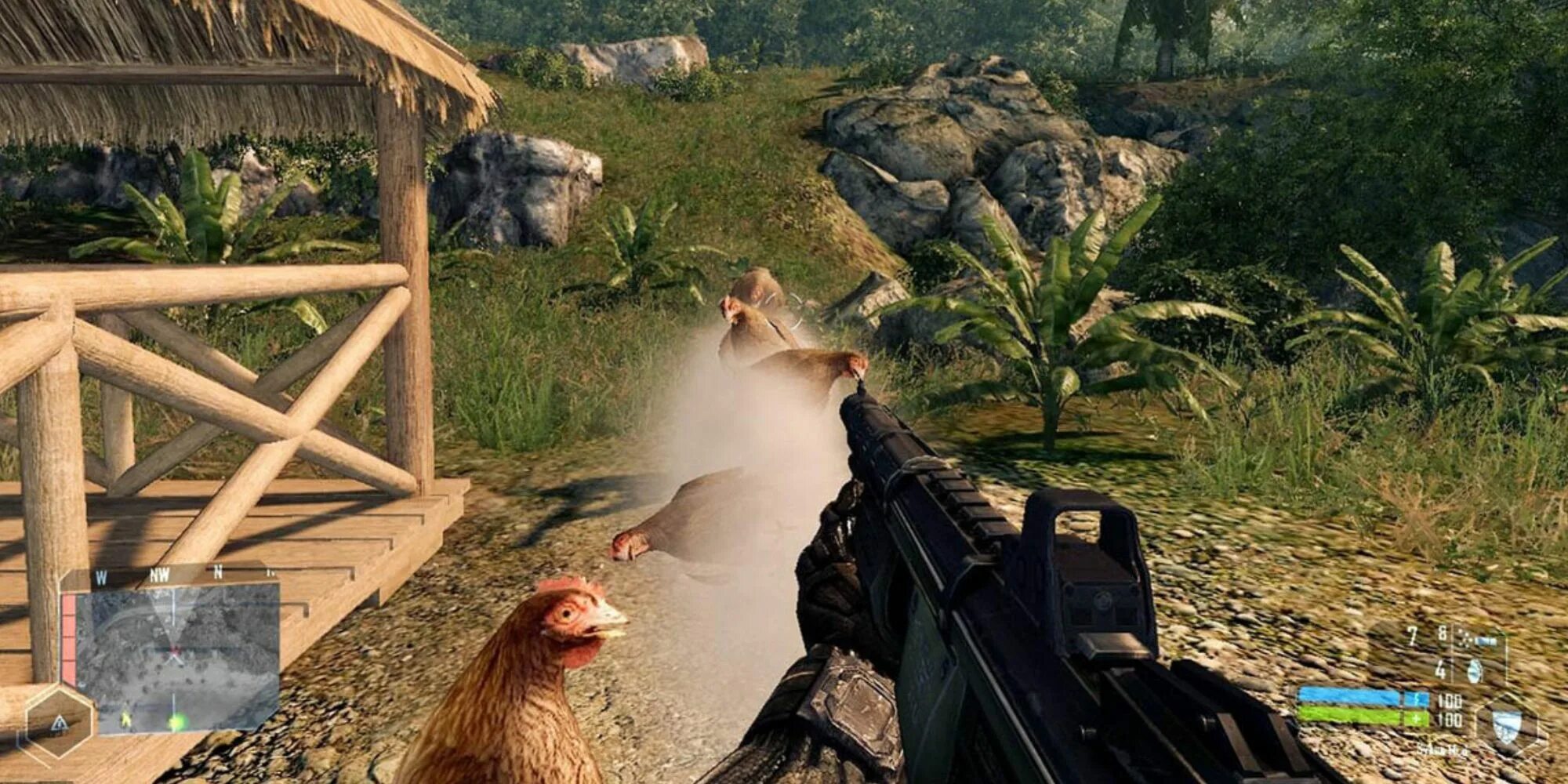 Crysis курица. Крайзис стрельба курицами. Crysis Warhead Chicken. Игра которая издевается над игроками. Up their game