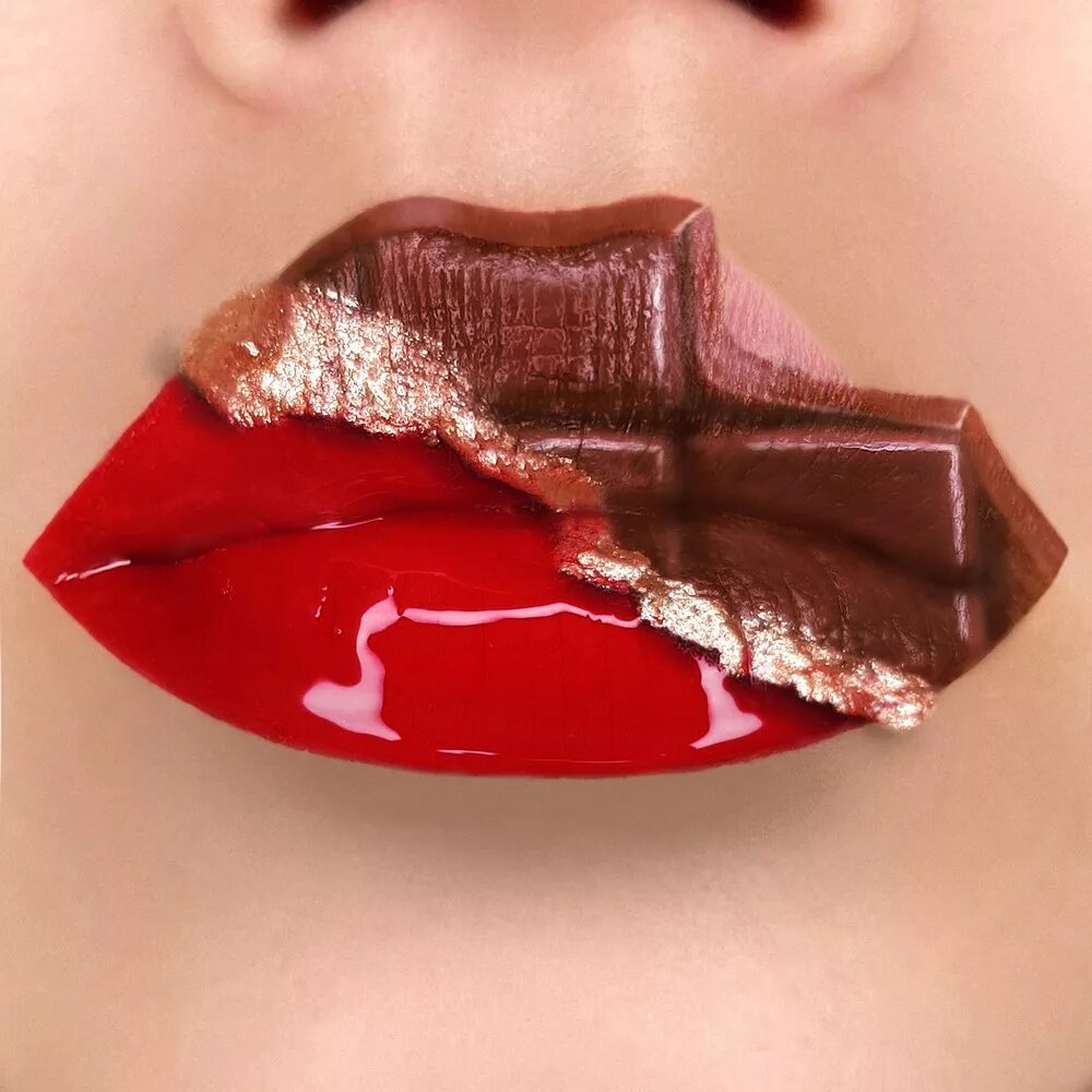 Кап губы. Накрашенные губы. Необычные губы. Помада для губ. Шоколадные губы.