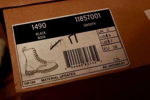Размерная сетка martens