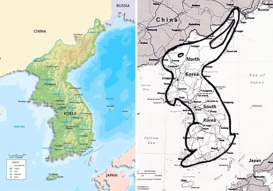 Корейский полуостров на карте. Полуостров Корея на карте. Северная Корея на карте.