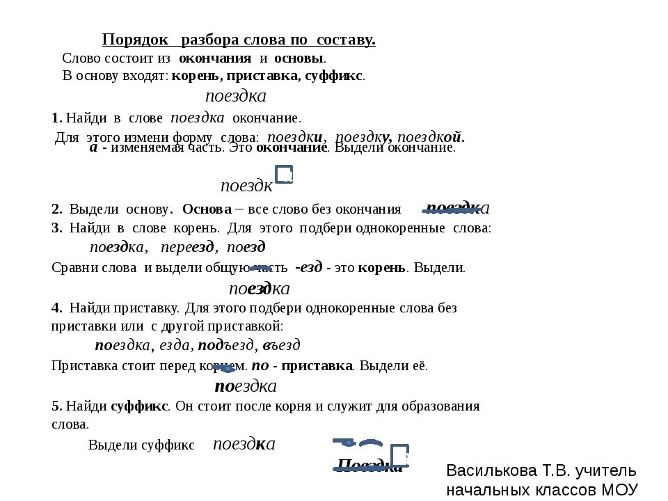 Анализ слова поезд