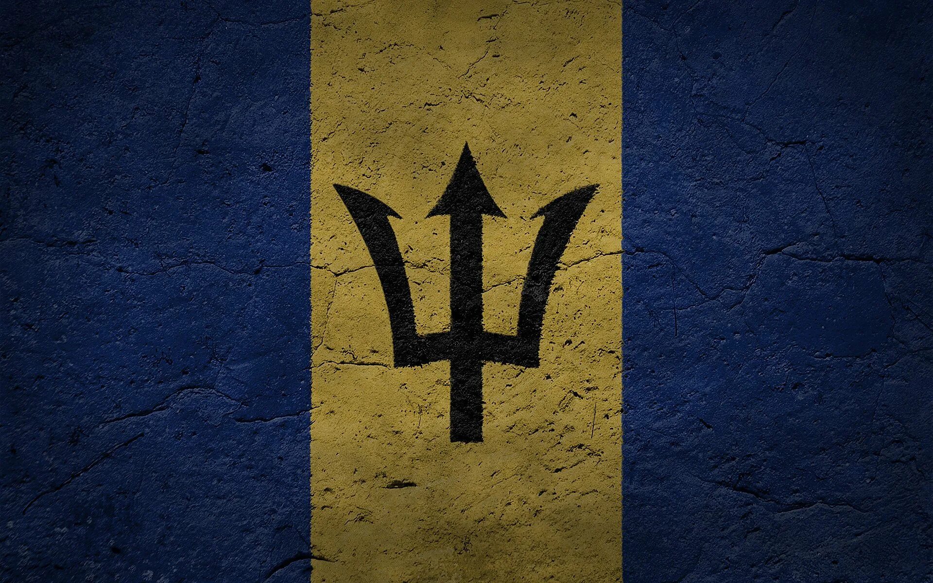 Флаг Барбадоса. Синий флаг с желтым трезубцем. Страна с трезубцем на флаге. Флаг синий желтый синий с трезубцем. Барбадос флаг