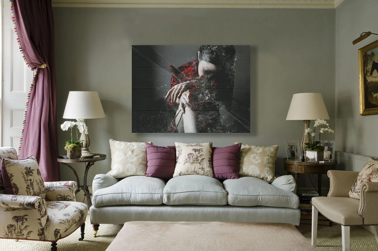 what color rug goes with green couch and gray walls - Google Search Home living 