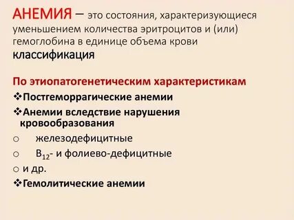 Симптомы анемии инвитро