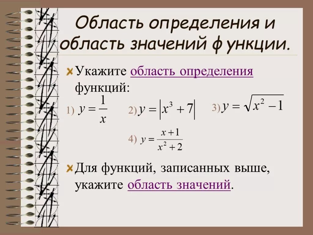 Область определения функции и область значений функции. Область определения и область значения функции. Как обозначается область определения и область значения функции. Область определения функции y.