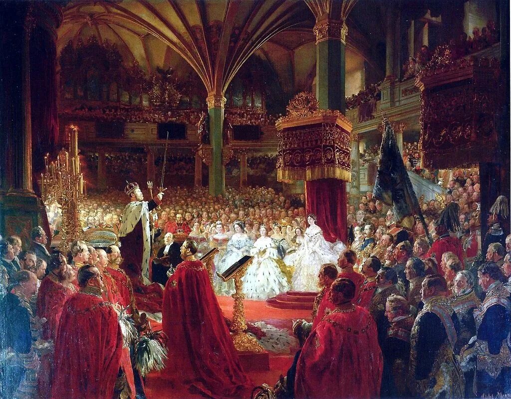 Коронация императора Вильгельма. Коронация Вильгельма 1 в Версале. Коронация короля Пруссии. Коронация прусского короля Вильгельма 1.