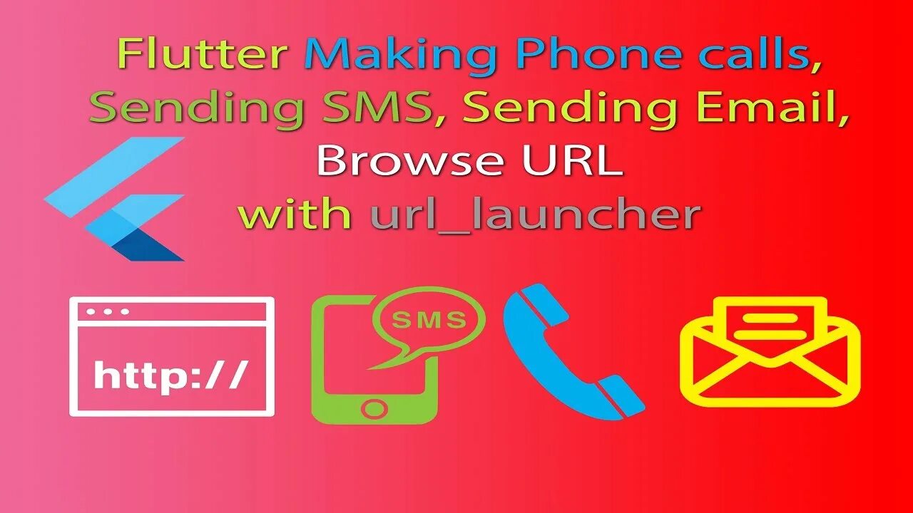 URL Launcher Flutter. Send SMS Flutter logo. Flutter_Launcher_icons. Url launcher